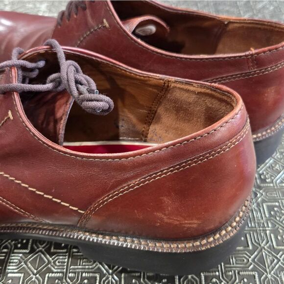 🐢 ECCO  Lisbon Plain Toe Cognac Brown Leather Oxford Shoes. Size EU42 US8-8.5 - Picture 8 of 13